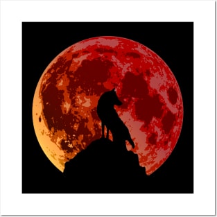 Wolf Moon (Red) Posters and Art